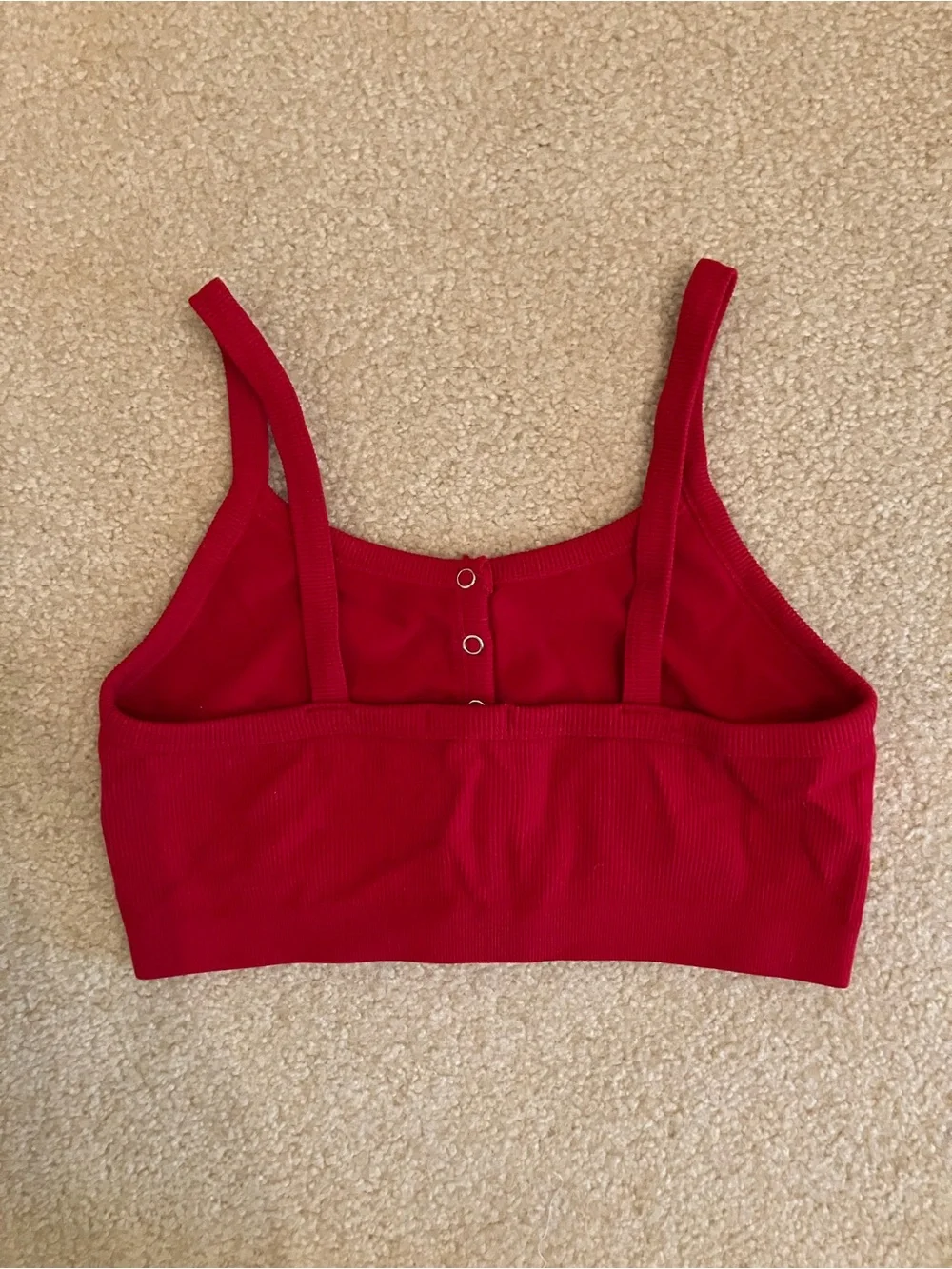 Red Ribbed Crop Tank Top - Picture 2 of 3